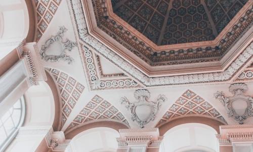 pink and coral ceiling